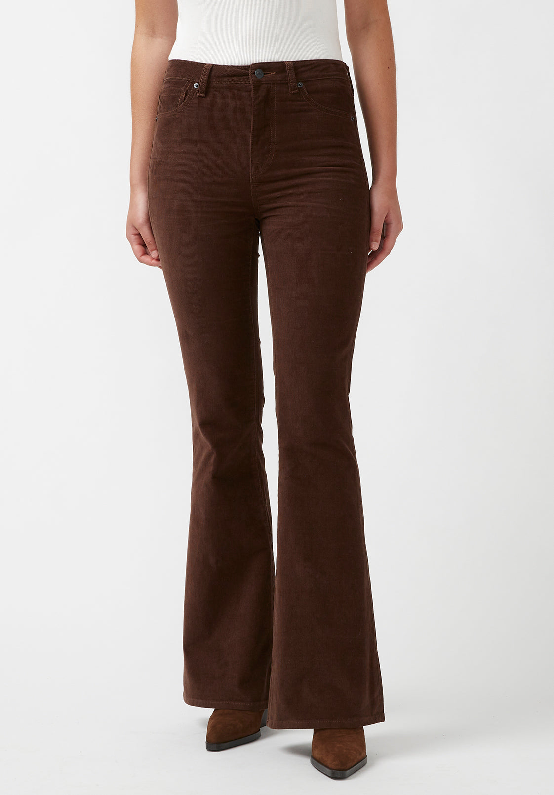 Flared Corduroy Pants With Distressed Hem (Multiple Colors