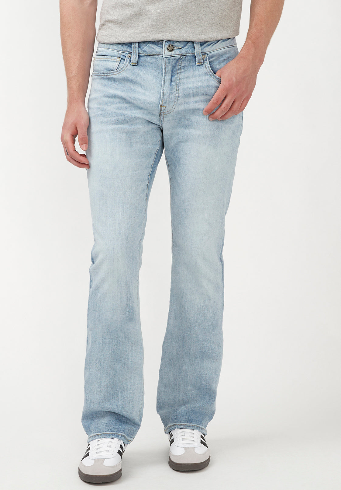 Slim Bootcut King Men's Jeans in Crinkled and Sanded Blue