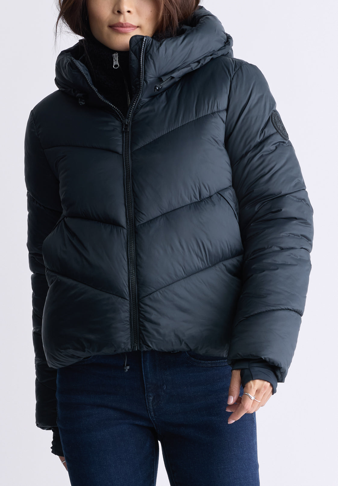 Black puffer jackets with hood hotsell