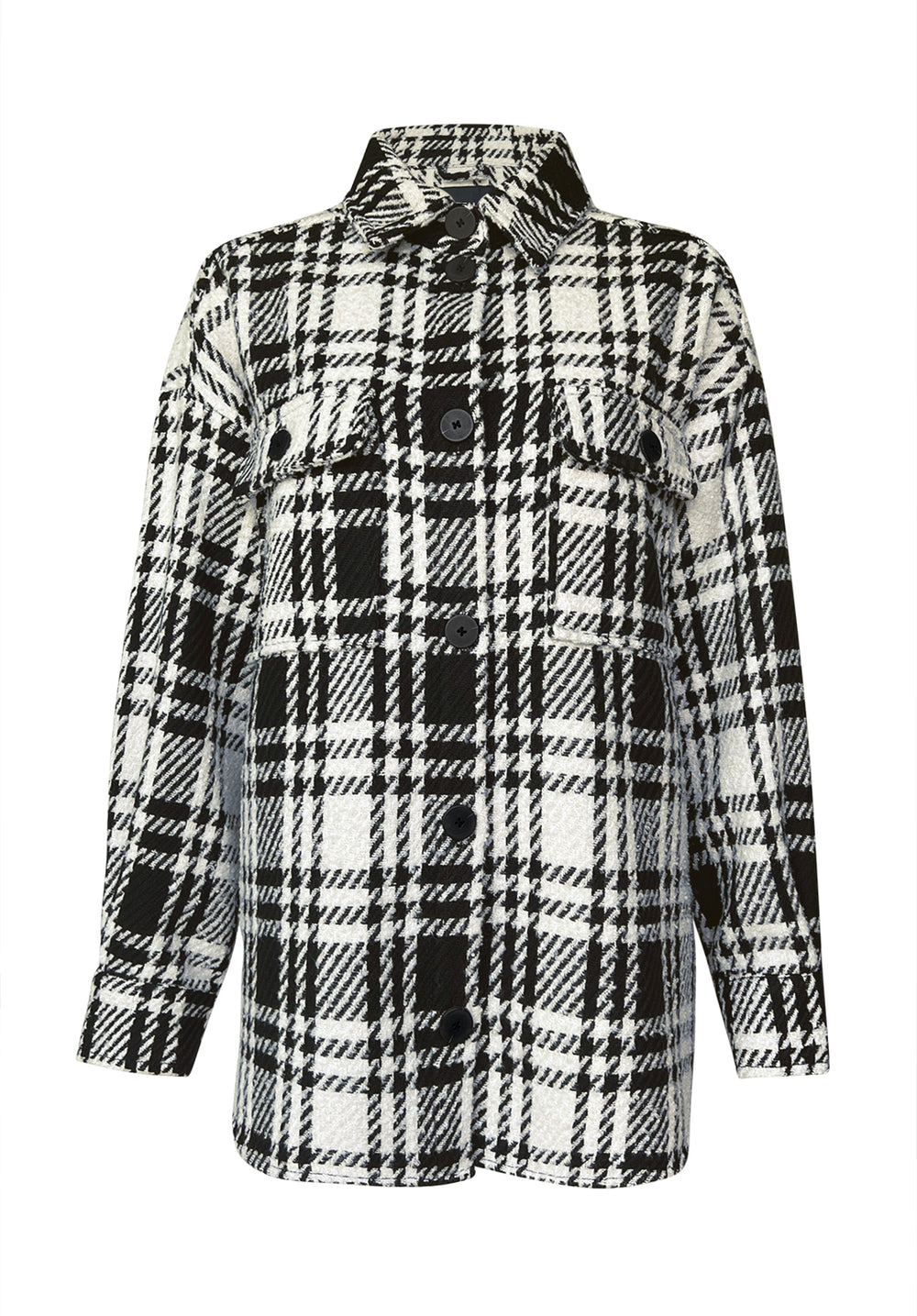 2024 Sanctuary Womens Black White Window Pane Plaid Midi Shacket Size XS $119 *DEFECT