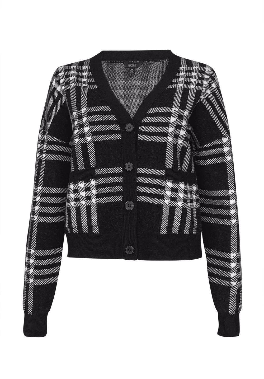 Rosina Women s Cardigan in Black White Plaid Buffalo Jeans CA