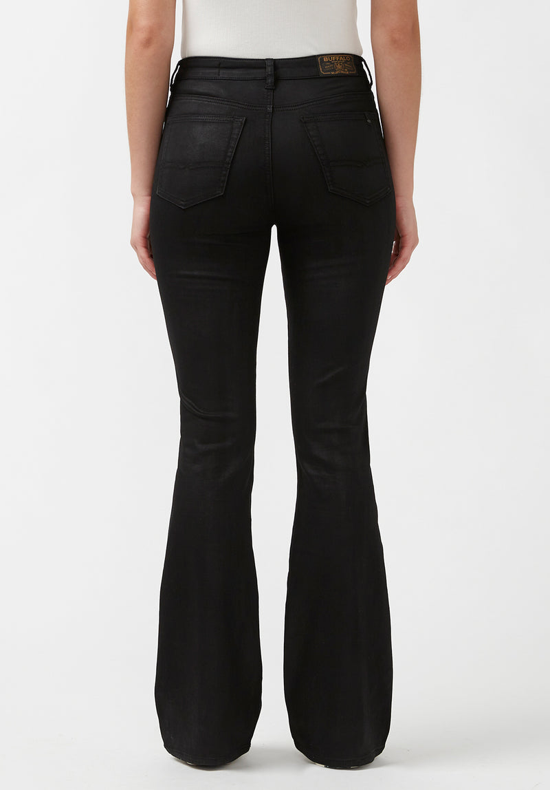 Joplin High Rise Flared Women's Coated Jeans in Black - BL15945