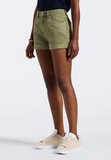 Shorts Taille Haute pour Femme Goldie en Vert Olive - BL15963