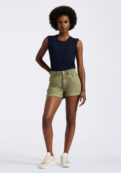 Goldie Women's High-Rise Shorts in Green wash - BL15963