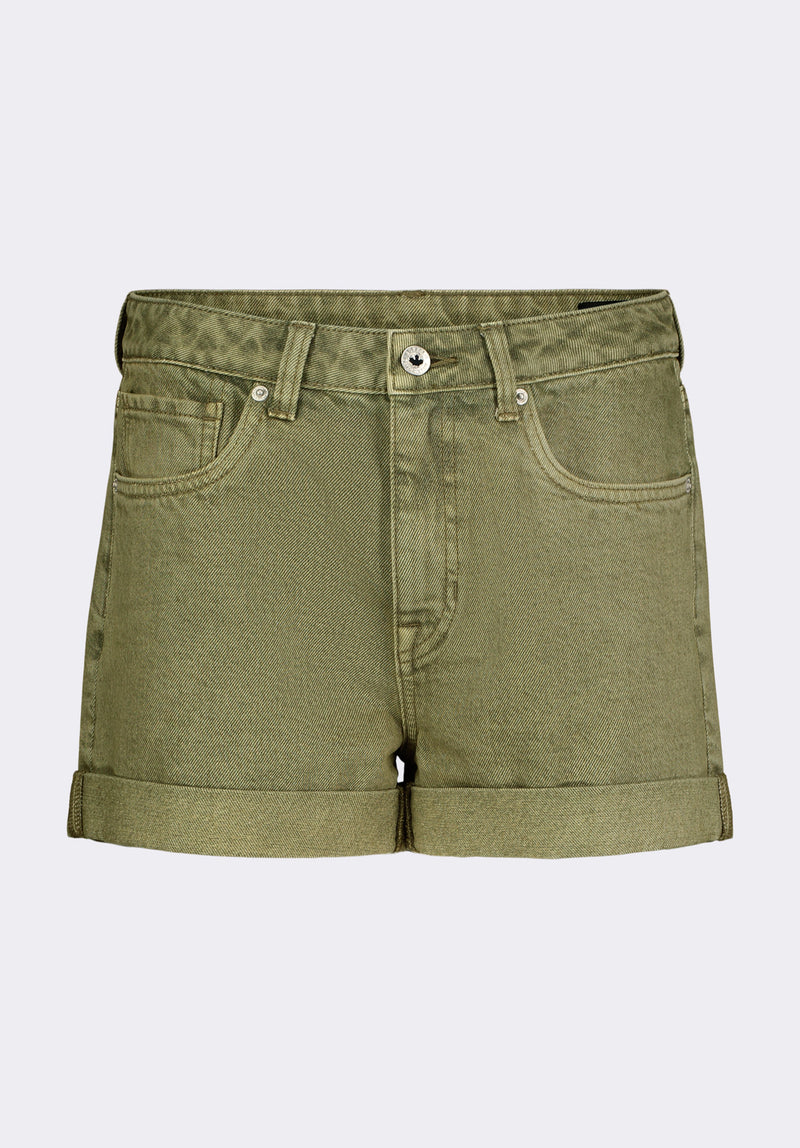 Shorts Taille Haute pour Femme Goldie en Vert Olive - BL15963