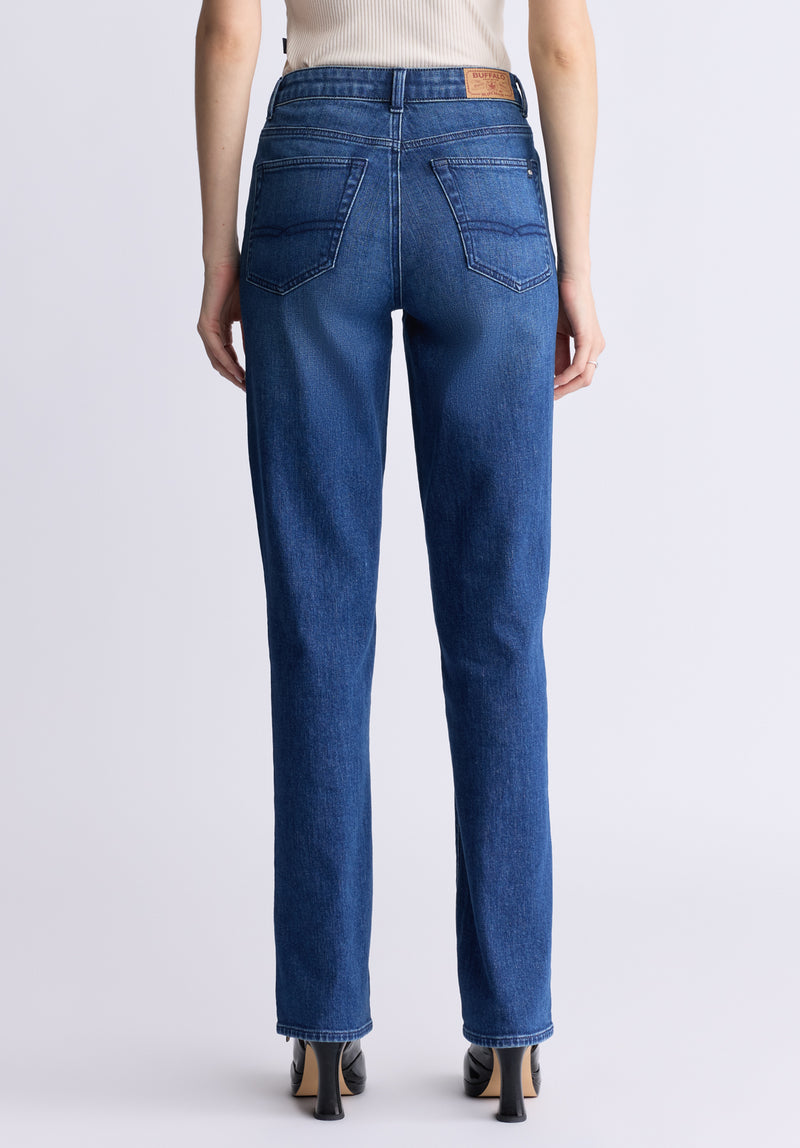 Mid Rise Straight Mary Women's Jeans, Contrasting Indigo  - BL15988