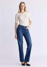 Mid Rise Straight Mary Women's Jeans, Contrasting Indigo  - BL15988