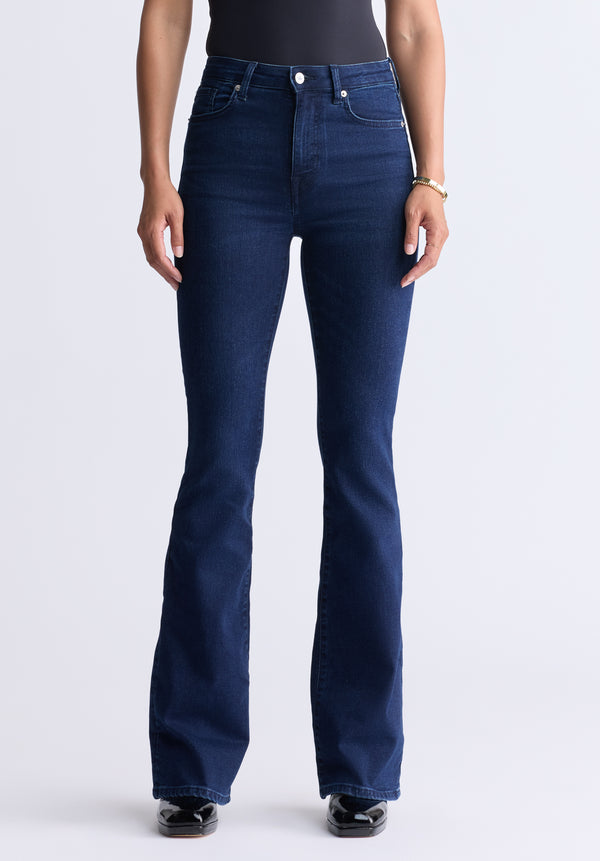 Jean évasé taille haute Joplin pour femmes, Indigo Sanded - BL15998