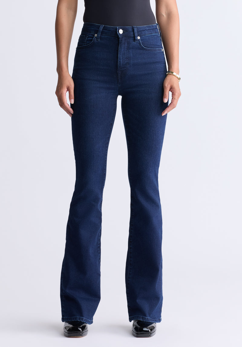 Jean evase taille haute Joplin pour femmes Indigo Sanded BL15998