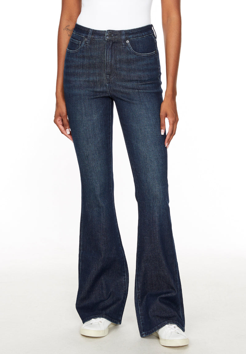 High Rise Flare Joplin Women's Jeans, Indigo Sanded - BL15998