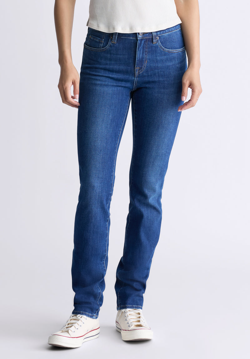 Buffalo David Bitton Mid Rise Slim Carrie Women's Jeans, Contrasting Indigo  - BL15999 Color INDIGO