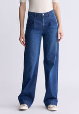 Buffalo David Bitton High Rise Wide Leg Addie Women's Jeans, Contrasting Indigo  - BL16002 Color INDIGO