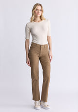 Buffalo David Bitton Mid Rise Straight Mary Women's Pants, Washed and Rinsed Beige - BL16007 Color DARK BEIGE