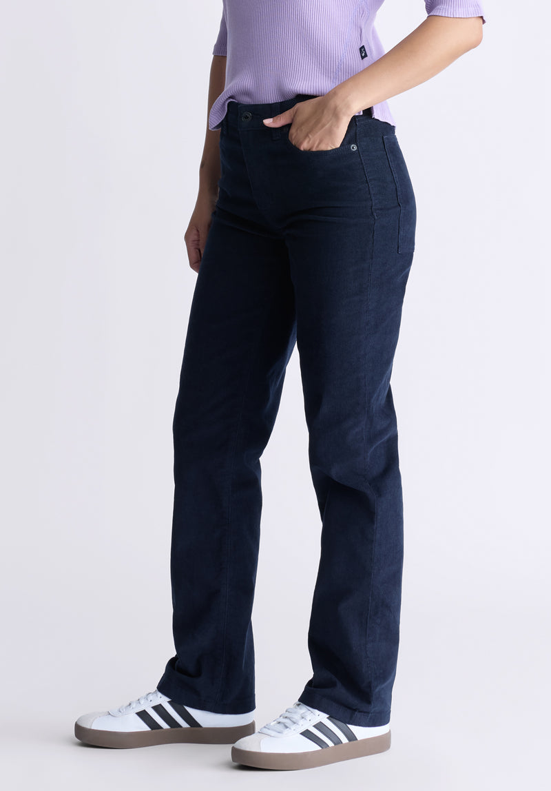 Buffalo David Bitton Mid Rise Straight Mary Women's Pants, Washed and Rinsed Navy - BL16007 Color NAVY