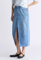 Buffalo David Bitton High Rise Samantha Women's Denim Skirt, Sanded Medium Indigo - BL16008 Color INDIGO