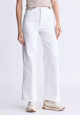 High Rise Wide Leg Adele Women's Soft Wash Jeans, White - BL16012