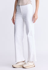 High Rise Wide Leg Adele Women's Soft Wash Jeans, White - BL16012