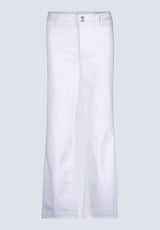 High Rise Wide Leg Adele Women's Soft Wash Jeans, White - BL16012