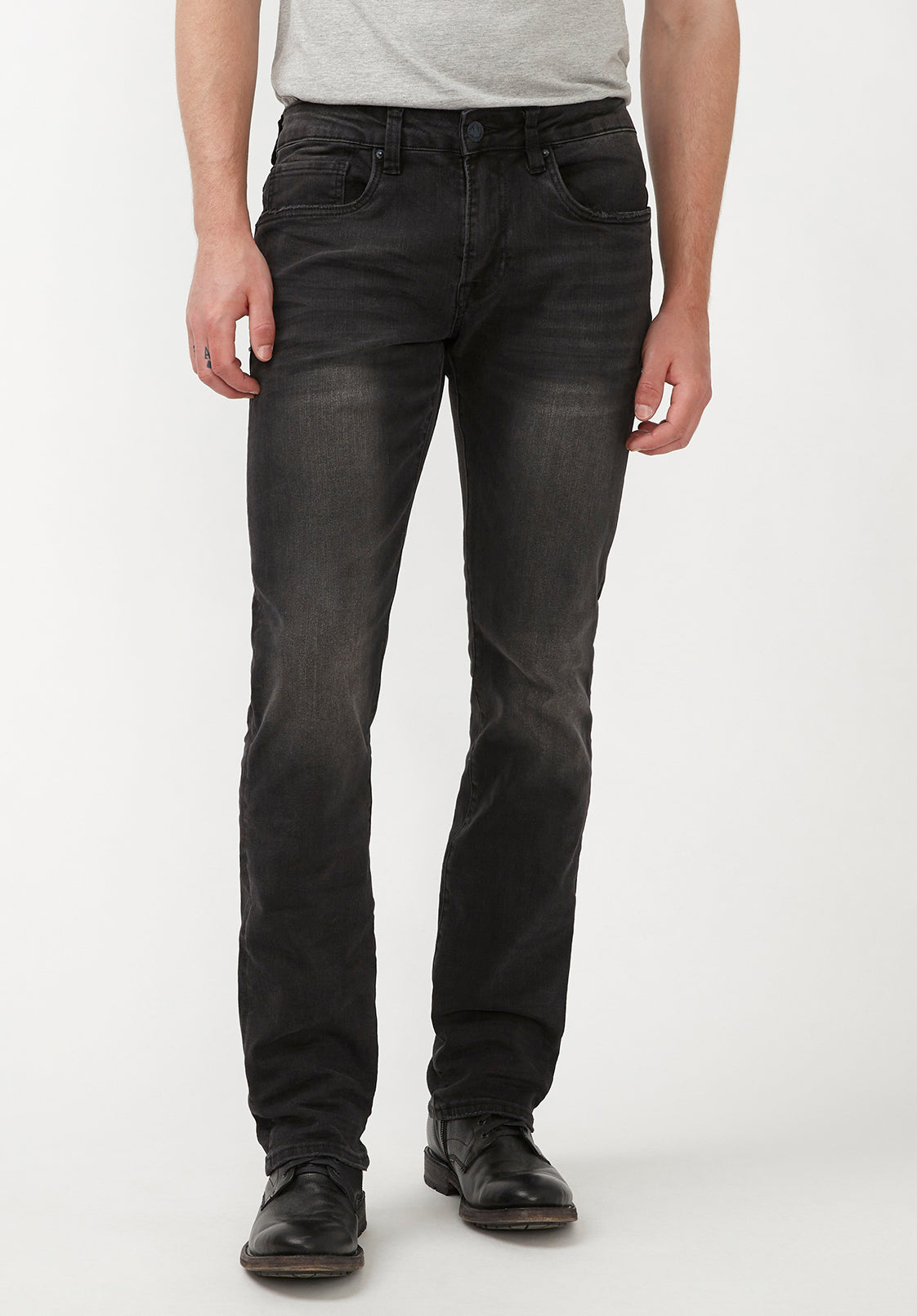 Straight Six Men's Jeans in Crinkled and Sanded Black - BM22614 ...