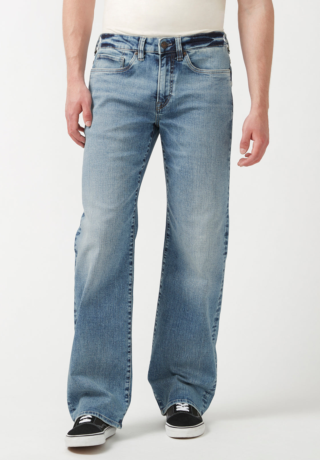 Loose Fit Matt Men's Jeans in Contrasted and Crinkled Blue – Buffalo ...