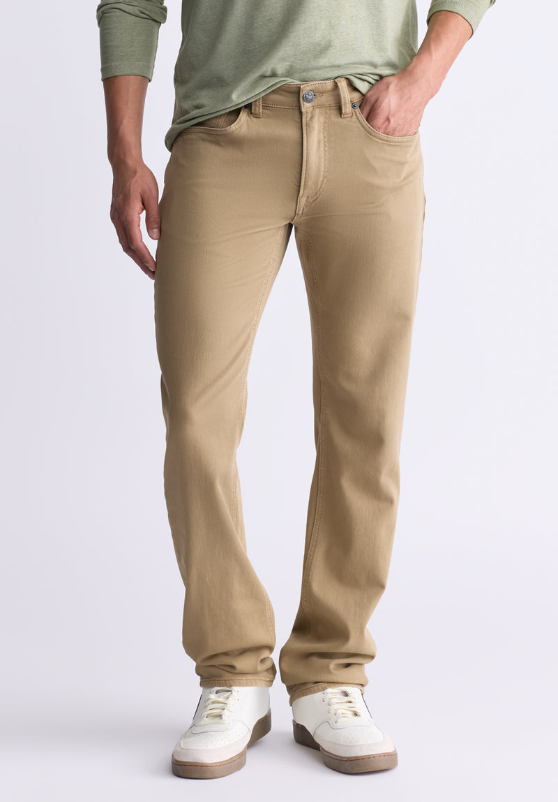 Pantalon droit pour homme Straight Six, beige foncé - BM22939