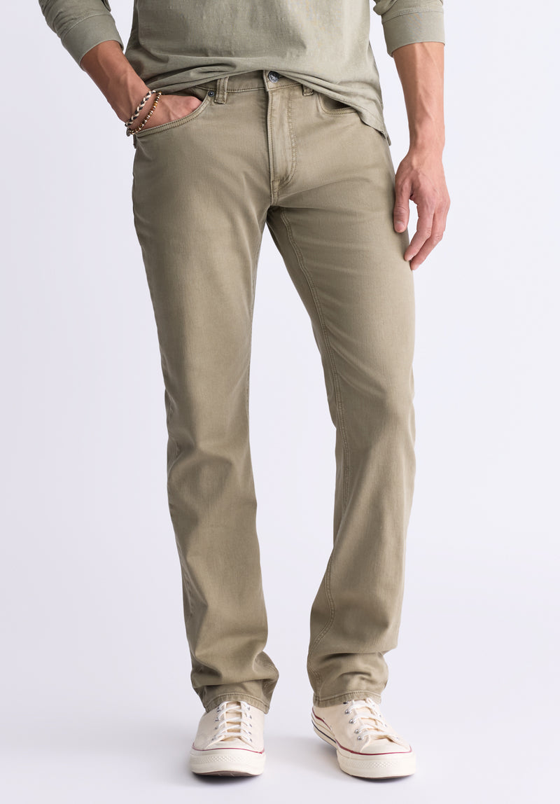 Pantalon droit pour homme Straight Six, vert olive - BM22939