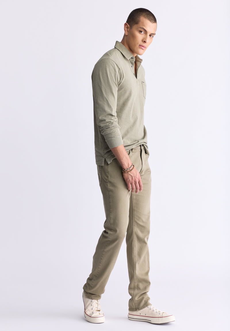 Pantalon droit pour homme Straight Six, vert olive - BM22939