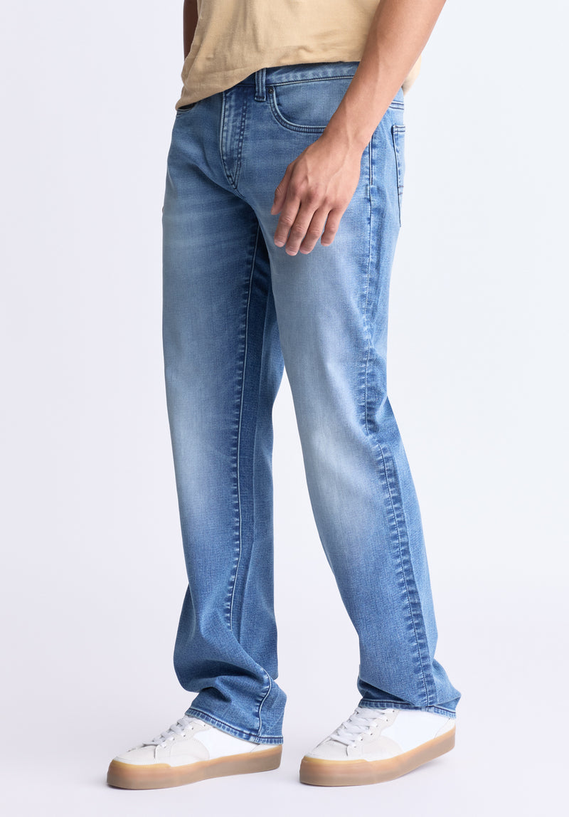 Straight Six Men's Freedom Flex Jeans, Crinkled blue - BM22996