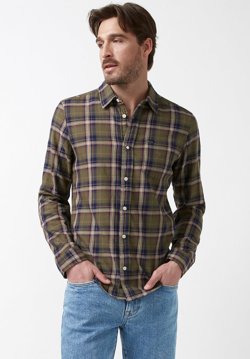 Sago Men's Long-Sleeve Shirt in Olive Green Plaid – Buffalo Jeans CA