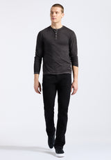 Kaduk Men's Long-Sleeve Henley Top in Black - BM24041