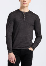 Kaduk Men's Long-Sleeve Henley Top in Black - BM24041