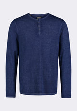 Kaduk Men's Long-Sleeve Henley Top in Dark Blue - BM24041