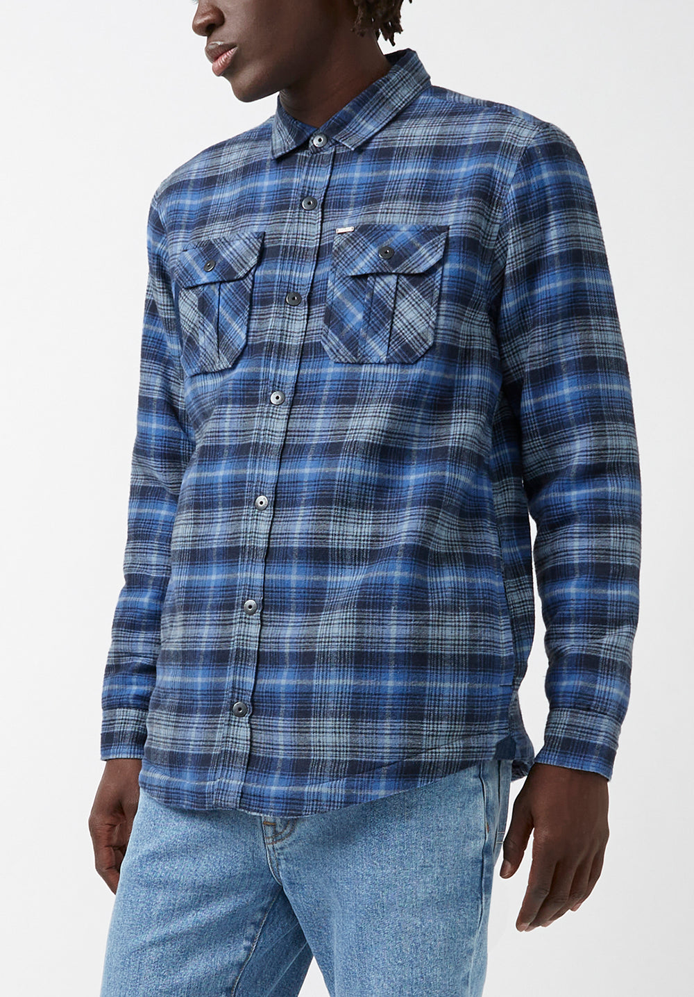 Jaral Men s Shacket in Blue Plaid BM24163