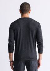 Buffalo David Bitton Kaduk Men's Long-Sleeve Burnout Henley Top, Black - BM24237 Color BLACK