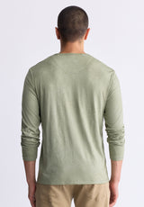 Buffalo David Bitton Kaduk Men's Long-Sleeve Burnout Henley Top, Army Green - BM24237 Color ARMY GREEN