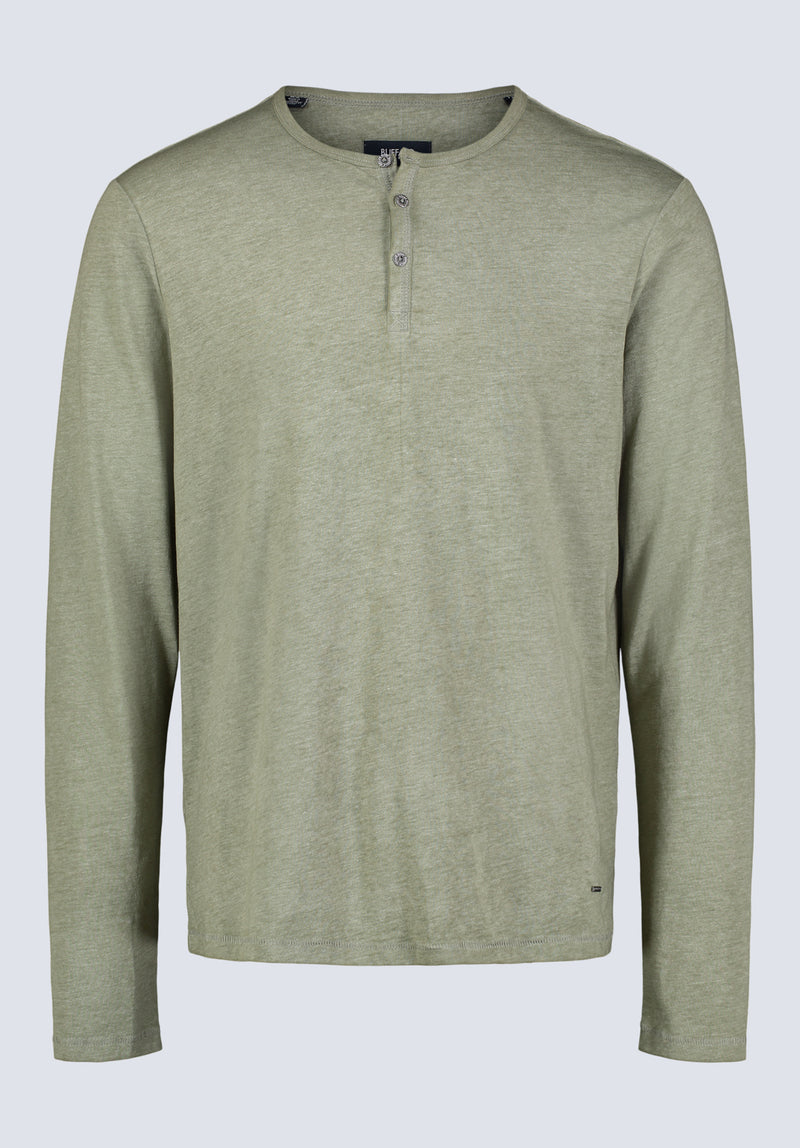 Kaduk Men's Long-Sleeve Burnout Henley Top, Army Green - BM24237