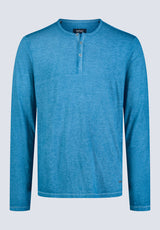 Kaduk Men's Long-Sleeve Burnout Henley Top, Atlantic Blue - BM24237