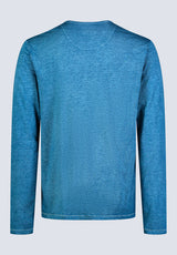 Kaduk Men's Long-Sleeve Burnout Henley Top, Atlantic Blue - BM24237