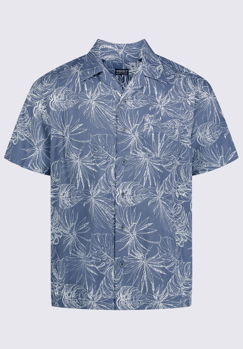 Chemise Imprimée à Manches Courtes Suresh pour Hommes, Bleu Mirage - BM24293