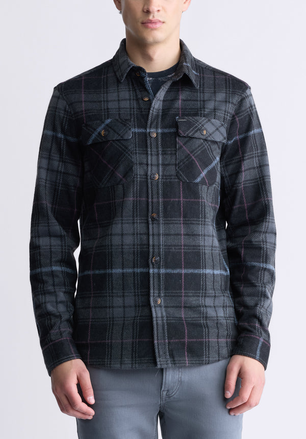 Samme Men's Blanket Shirt in Black Plaid - BM24305