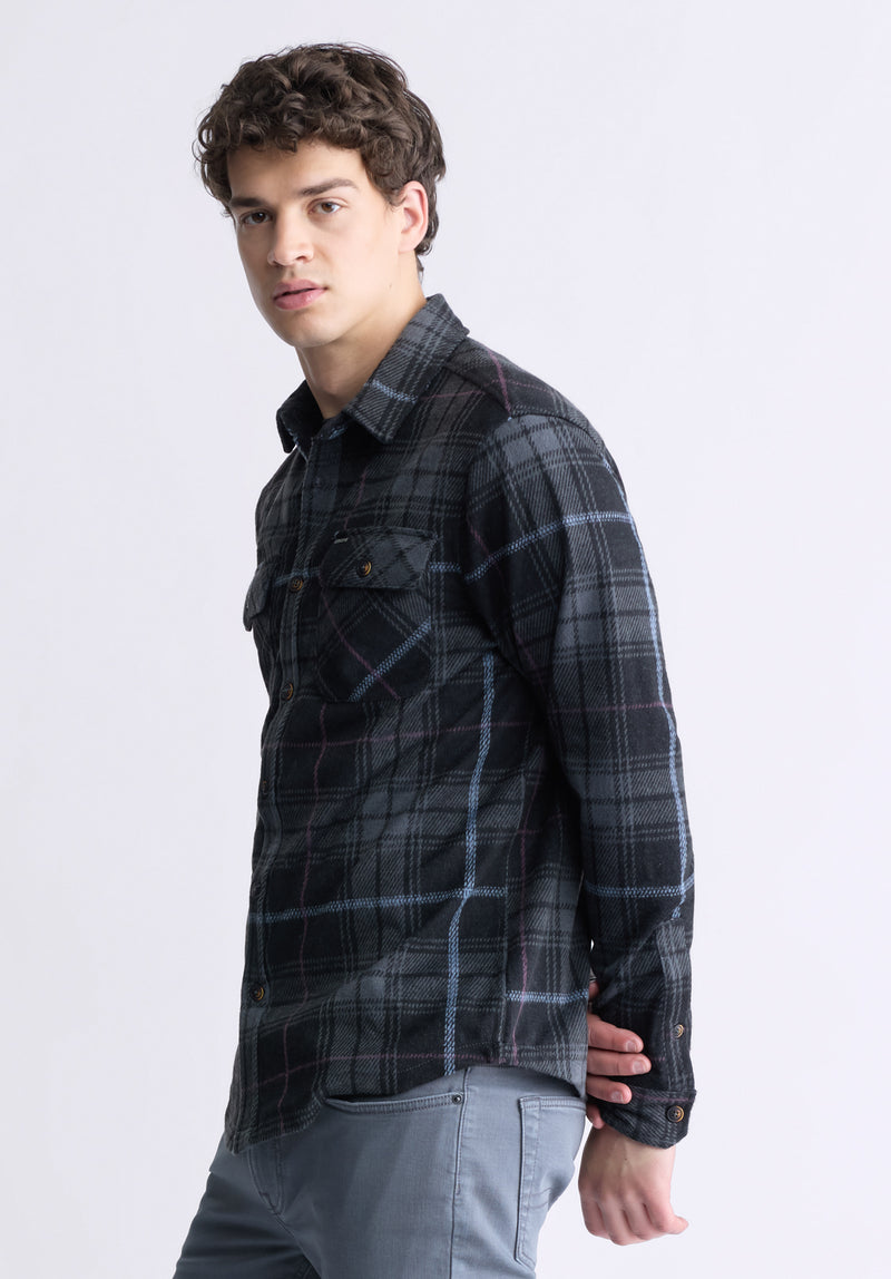 Samme Men's Blanket Shirt in Black Plaid - BM24305