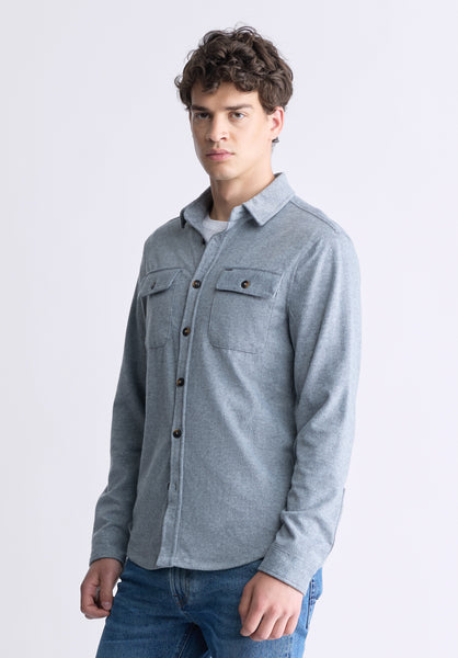 Chemise couverture Sigge en sergé gris pour hommes - BM24307