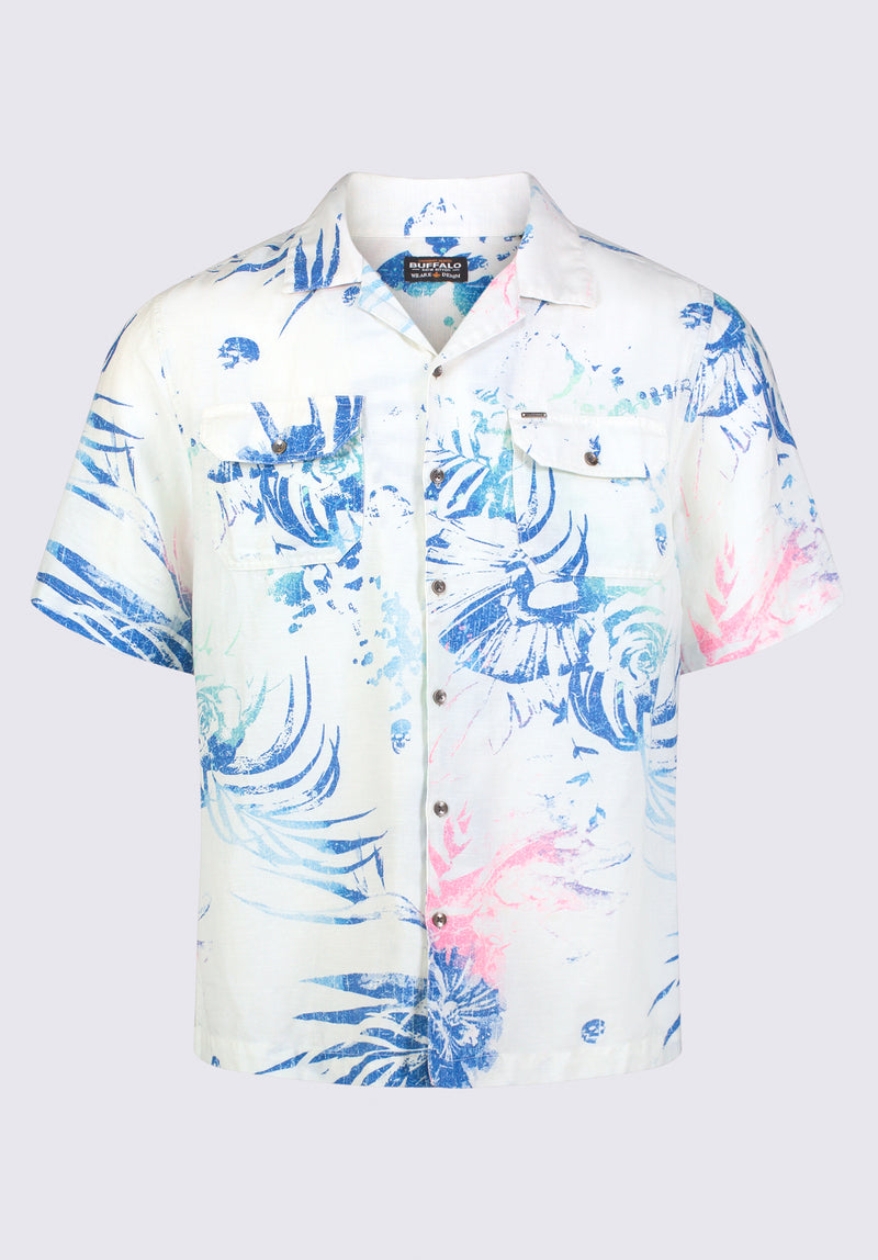 Chemise Salaman à manches courtes pour homme, blanc et bleu - BM24363