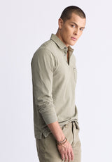 Buffalo David Bitton Kimmy Men's Long-Sleeve Polo with Pocket, Rain Forest - BM24378 Color RAIN FOREST