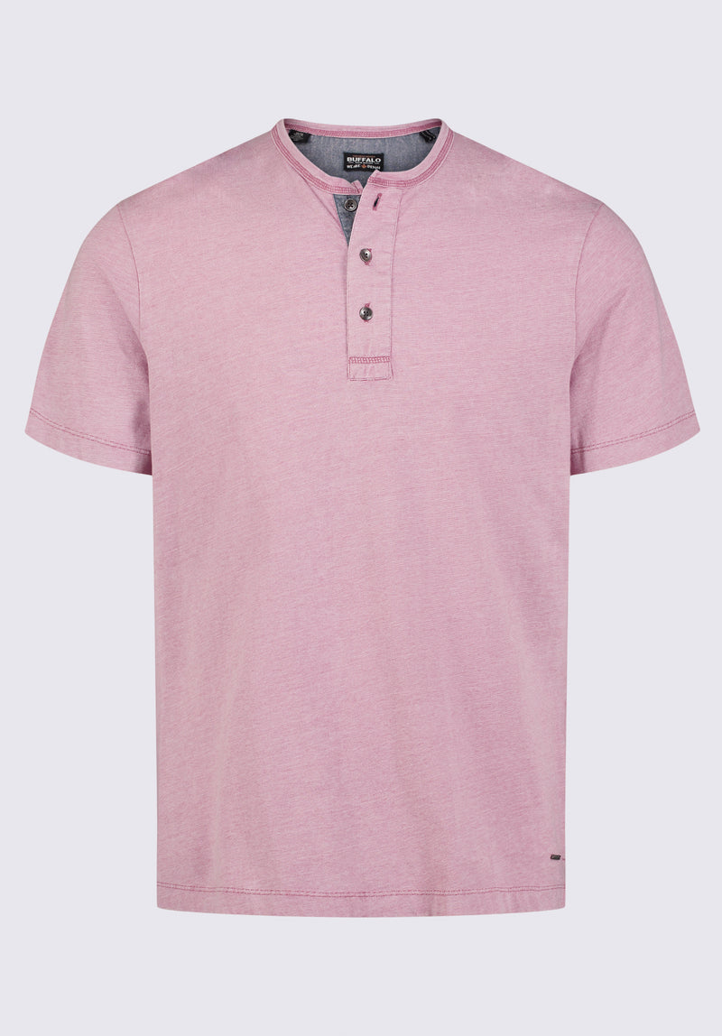 Haut Henley Kandy à manches courtes pour homme, rose pâle - BM24387