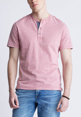 Haut Henley Kandy à manches courtes pour homme, rose pâle - BM24387