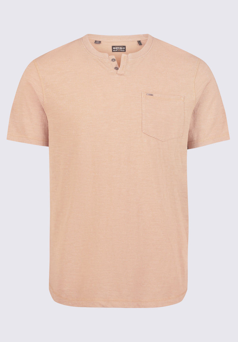 Kadya Short Sleeve Men's Henley, Tan - BM24397