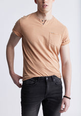 Kadya Short Sleeve Men's Henley, Tan - BM24397