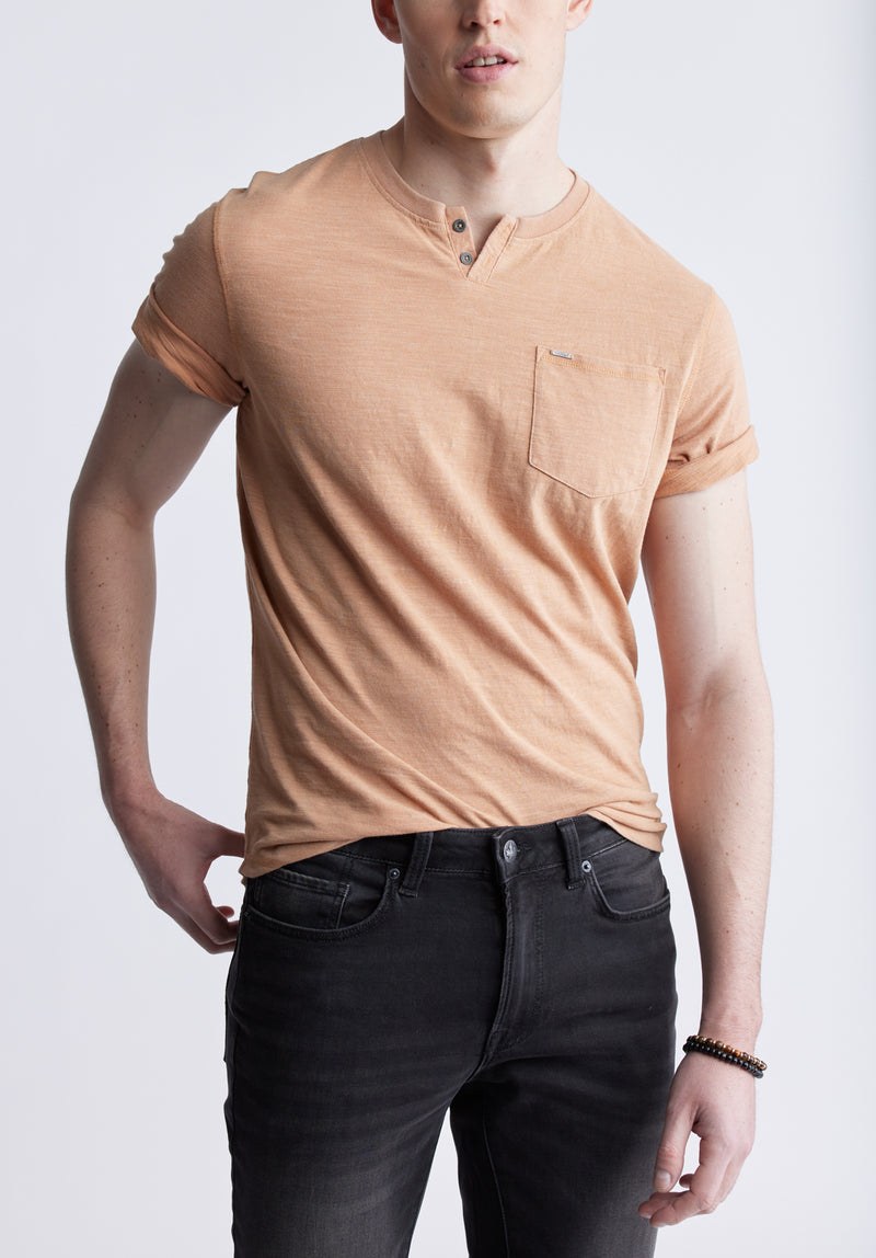 Haut Henley Kadya à manches courtes pour homme, brun pâle - BM24397