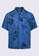 Sinzo Men's Short Sleeve Shirt, Blue with Black Print - BM24402